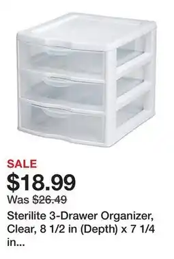 Office Depot Sterilite 3-Drawer Organizer, Clear, 8 1/2 in (Depth) x 7 1/4 in (W) x 6 7/8 in (H) offer