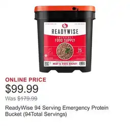 Costco ReadyWise 94 Serving Emergency Protein Bucket (94Total Servings) offer