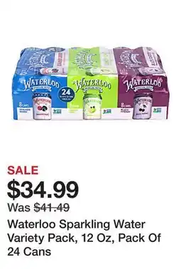 Office Depot Waterloo Sparkling Water Variety Pack, 12 Oz, Pack Of 24 Cans offer