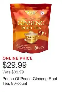 Costco Prince Of Peace Ginseng Root Tea, 80-count offer