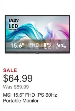 Costco MSI 15.6 FHD IPS 60Hz Portable Monitor offer