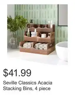 Costco Seville Classics Acacia Stacking Bins, 4 piece offer
