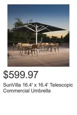 Costco SunVilla 16.4' x 16.4' Telescopic Commercial Umbrella offer