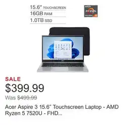 Costco Acer Aspire 3 15.6 Touchscreen Laptop - AMD Ryzen 5 7520U - FHD (1920x1080) - Windows 11 offer
