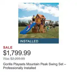 Costco Gorilla Playsets Mountain Peak Swing Set – Professionally Installed offer