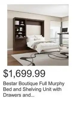 Costco Bestar Boutique Full Murphy Bed and Shelving Unit with Drawers and Pull-Out Shelf offer