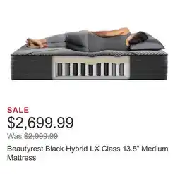 Costco Beautyrest Black Hybrid LX Class 13.5 Medium Mattress offer