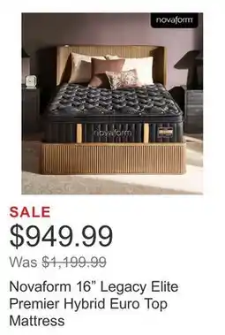 Costco Novaform 16 Legacy Elite Premier Hybrid Euro Top Mattress offer