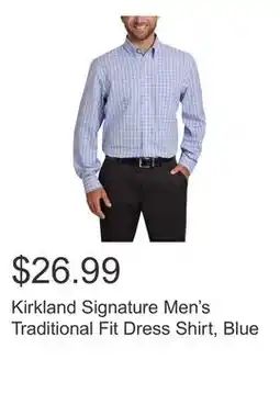 Costco Kirkland Signature Men's Traditional Fit Dress Shirt, Blue offer