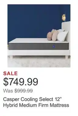 Costco Casper Cooling Select 12 Hybrid Medium Firm Mattress offer