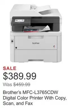 Costco Brother's MFC-L3765CDW Digital Color Printer With Copy, Scan, and Fax offer