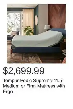 Costco Tempur-Pedic Supreme 11.5 Medium or Firm Mattress with Ergo Adjustable Base offer
