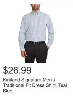 Costco Kirkland Signature Men's Traditional Fit Dress Shirt, Teal Blue offer