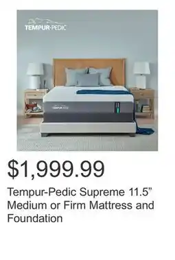 Costco Tempur-Pedic Supreme 11.5 Medium or Firm Mattress and Foundation offer