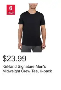 Costco Kirkland Signature Men's Midweight Crew Tee, 6-pack offer