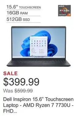 Costco Dell Inspiron 15.6 Touchscreen Laptop - AMD Ryzen 7 7730U - FHD (1920 x 1080) - Windows 11 offer