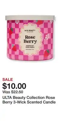 Ulta Beauty ULTA Beauty Collection Rose Berry 3-Wick Scented Candle offer
