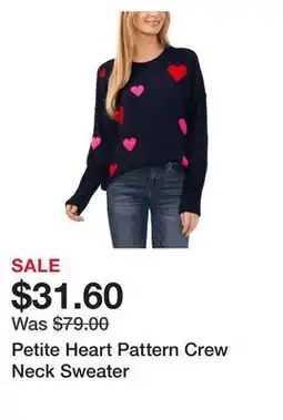 Belk Petite Heart Pattern Crew Neck Sweater offer