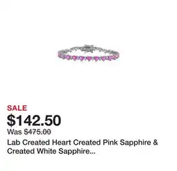 Belk Lab Created Heart Created Pink Sapphire & Created White Sapphire Bracelet in Sterling Silver, 7 offer