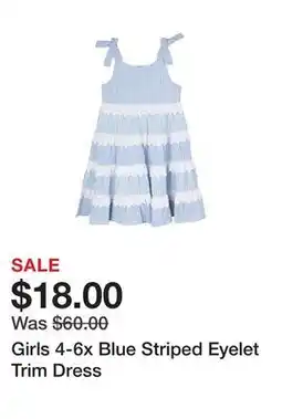 Belk Girls 4-6x Blue Striped Eyelet Trim Dress offer