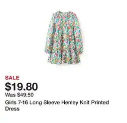 Belk Girls 7-16 Long Sleeve Henley Knit Printed Dress offer