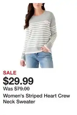 Belk Women's Striped Heart Crew Neck Sweater offer