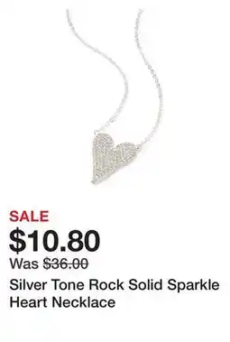 Belk Silver Tone Rock Solid Sparkle Heart Necklace offer