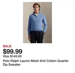 Belk Polo Ralph Lauren Mesh Knit Cotton Quarter Zip Sweater offer