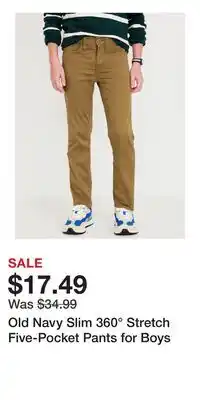 Old Navy Old Navy Slim 360° Stretch Five-Pocket Pants for Boys offer