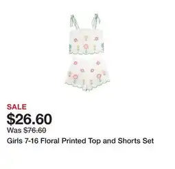 Belk Girls 7-16 Floral Printed Top and Shorts Set offer