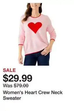 Belk Women's Heart Crew Neck Sweater offer