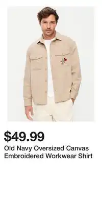Old Navy Old Navy Oversized Canvas Embroidered Workwear Shirt offer
