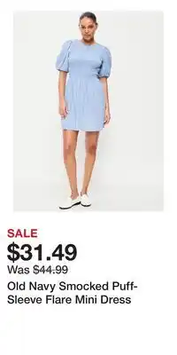 Old Navy Old Navy Smocked Puff-Sleeve Flare Mini Dress offer
