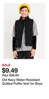 Old Navy Old Navy Water-Resistant Quilted Puffer Vest for Boys offer