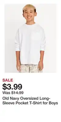 Old Navy Old Navy Oversized Long-Sleeve Pocket T-Shirt for Boys offer