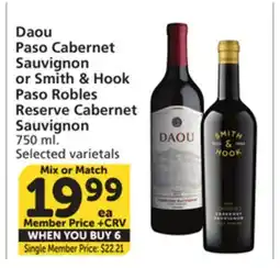 Albertsons Daou Paso Cabernet Sauvignon or Smith & Hook Paso Robles Reserve Cabernet Sauvignon offer