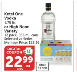 Albertsons Ketel One Vodka 1.75 ltr. or High Noon Variety 12 pack, 355 ml. cans offer