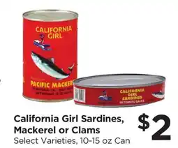 Food 4 Less California Girl Sardines, Mackerel or Clams offer