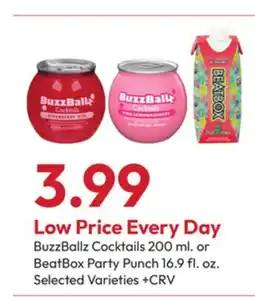 Stater Bros BuzzBallz Cocktails 200 ml. or BeatBox Party Punch 16.9 fl. oz offer