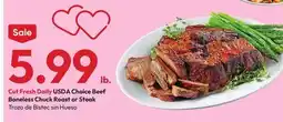 Stater Bros USDA Choice Beef Boneless Chuck Roast or Steak offer