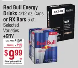 Smart & Final Red Bull Energy Drinks or RX Bars offer
