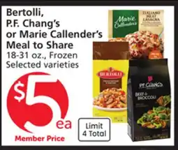 Vons Bertolli, P. F. Chang's or Marie Callender's Meal to Share offer