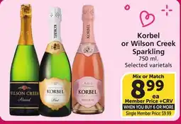 Vons Korbel or Wilson Creek Sparkling offer