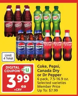 Vons Coke, Pepsi, Canada Dry or Dr Pepper offer