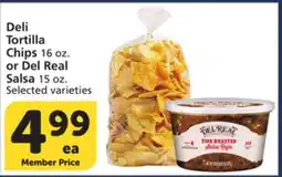 Vons Deli Tortilla Chips 16 oz. or Del Real Salsa 15 oz offer
