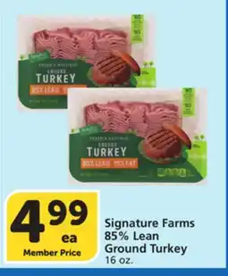 Vons Signature Farms 85% Lean Ground Turkey offer