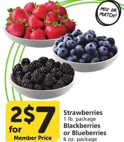 Vons Strawberries 1 lb. package Blackberries or Blueberries 6 oz. package offer