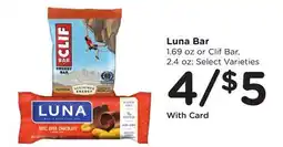 Ralphs Luna Bar 1.69 oz or Clif Bar, 2.4 oz offer