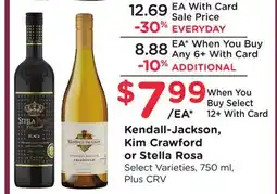 Ralphs Kendall-Jackson, Kim Crawford or Stella Rosa offer