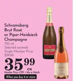 Pavilions Schramsberg Brut Rosé or Piper-Heidsieck Champagne offer